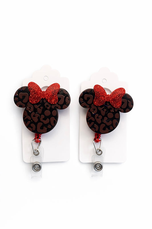 Leopard Bow Badge Reel