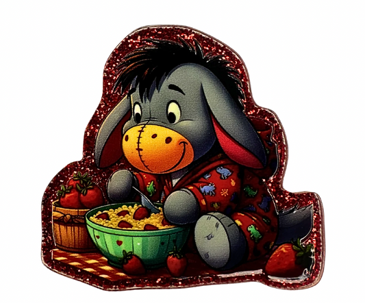 🍓 Eeyore Strawberry Picnic Badge Reel