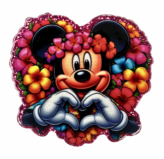 🌺 Mickey Floral Heart Badge Reel