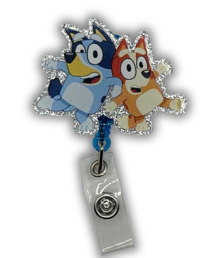 Blue Pup Badge Reel