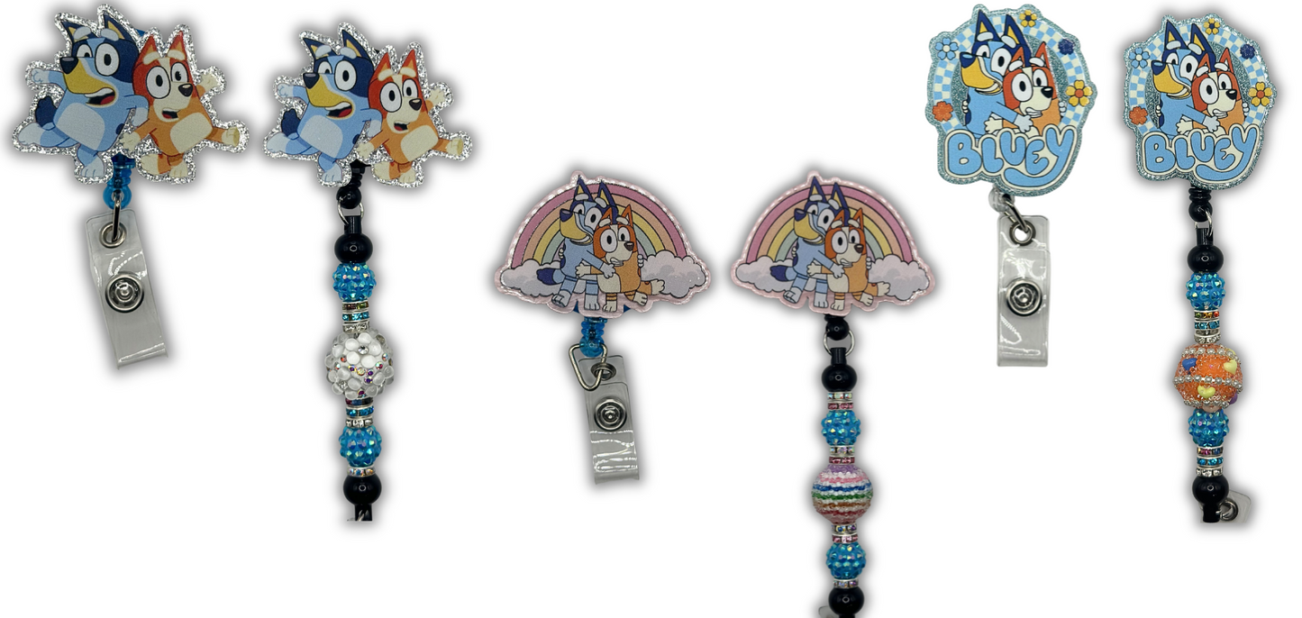 Blue Pup Badge Reel